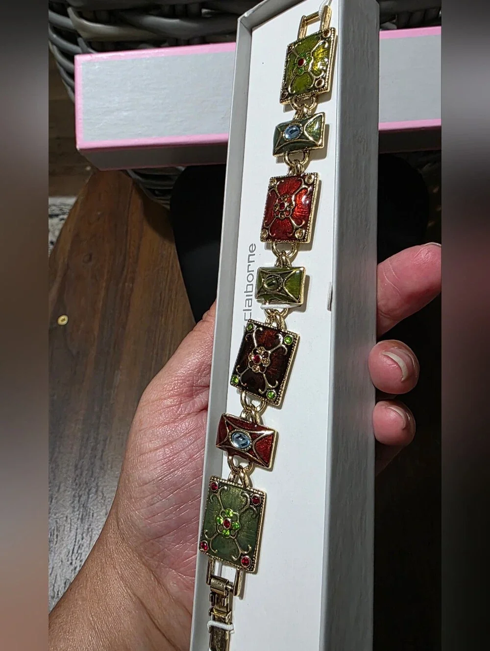 Vintage Liz Claiborne Gold-Tone Multicolor Enamel Bracelet